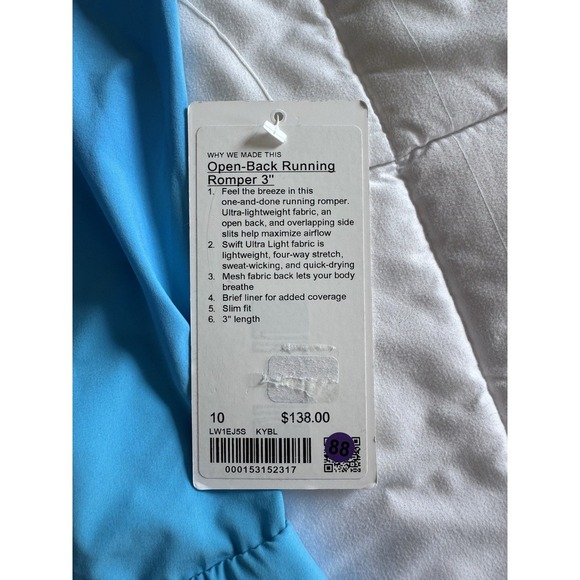 New Size 10 Lululemon Open-Back Running Romper 3" KYBL Kayak Blue Light NWT - Picture 4 of 9